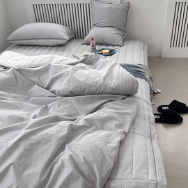 Guy Laroche Grid 100-Count Cotton and Tencel Modal Reversible Comforter Premium Antibacterial DuPont Polafil Bedding _ Made in Korea